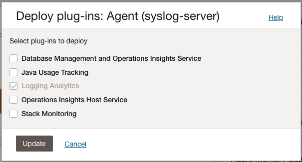 OCI syslog server management agent plugins